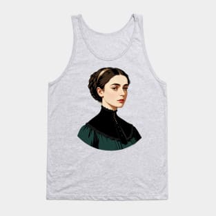 Sad Victorian Lady Wearing a Green and Black Blouse Tank Top